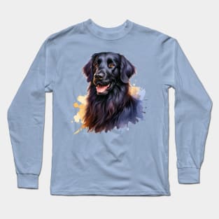 Flat-coated Retriever Watercolor - Beautiful Dog Long Sleeve T-Shirt